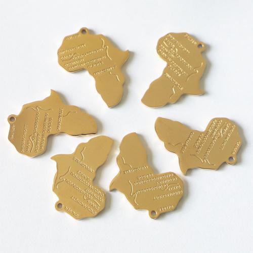 Bijoux pendentifs en acier inoxydable , Carte, Placage de couleur d'or, DIY & styles différents pour le choix, Or, 21x25x15mm, Vendu par PC