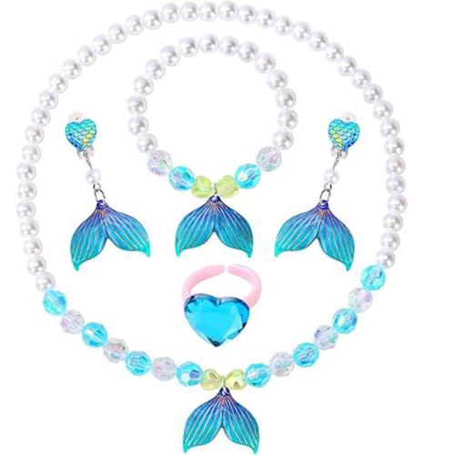 plastique parure de bijoux, ovale, pour les enfants & styles différents pour le choix, necklace length 45cm, bracelet length 15cm, Vendu par PC