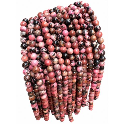 Rodonit Korálky, Černý pruh Rhodochrosite Stone, Kolo, DIY & různé velikosti pro výběr, Prodáno By Strand