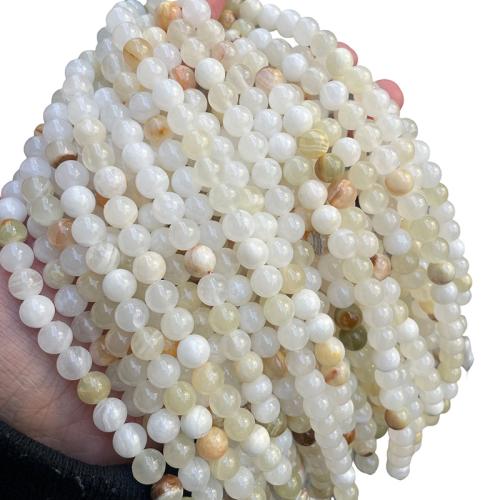 Jade Pärlor, Light Mottle Green Jade, Rund, DIY & olika storlek för val, vit, Säljs av Strand