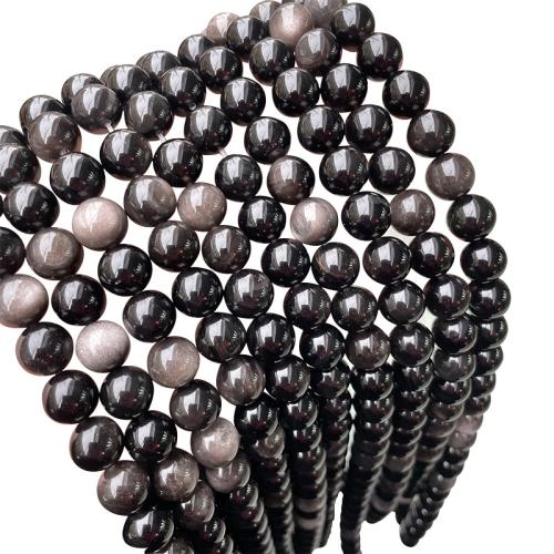 Svart obsidian Pärlor, Rund, DIY & olika storlek för val, silver, Säljs av Strand