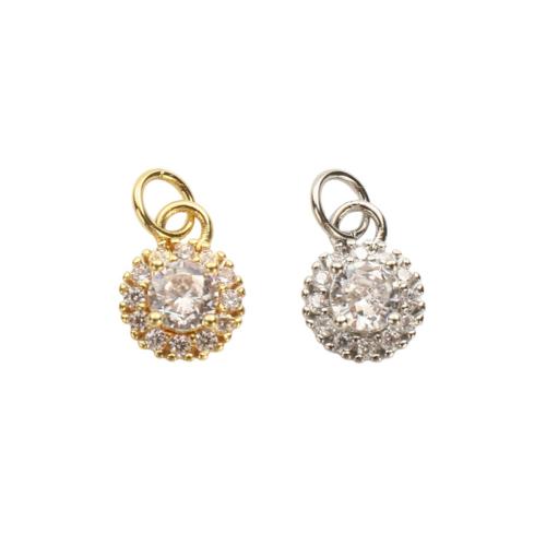 Terningformet Zirkon Micro Pave Messing vedhæng, forgyldt, du kan DIY & Micro Pave cubic zirconia, flere farver til valg, 10.80x8.10x3.50mm, Hole:Ca. 3.5mm, Solgt af PC
