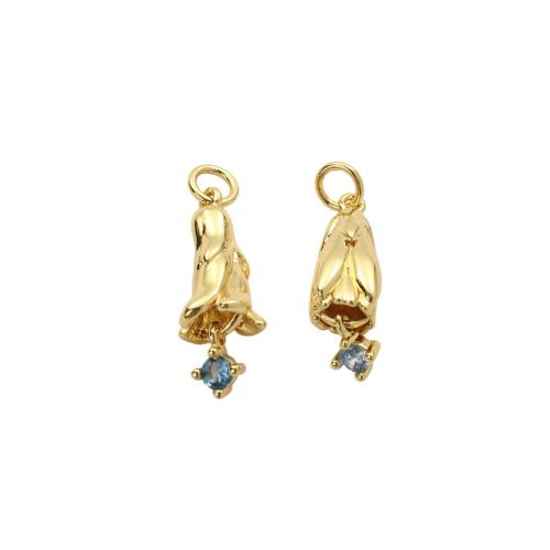 Kubik Zirkonium mikro bana Mässing hängande, äkta guldpläterad, DIY & olika stilar för val & micro bana cubic zirconia, Hål:Ca 3.5mm, Säljs av PC