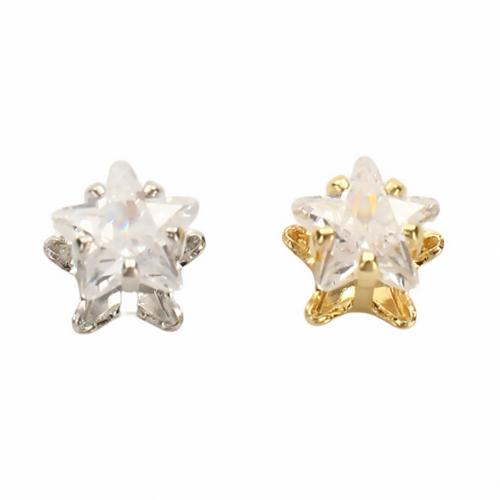 Cubic Zirconia Mosazné korálky, Mosaz, Hvězda, DIY & se zirkony, více barev na výběr, 6x5.50mm, Prodáno By PC