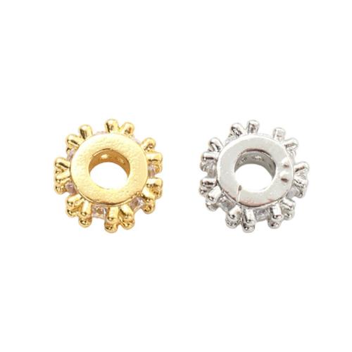 Mässing Spacer Pärlor, plated, DIY & micro bana cubic zirconia, fler färger för val, 7.80x7.80x3mm, Innerdiameter:Ca 2.8mm, Säljs av PC
