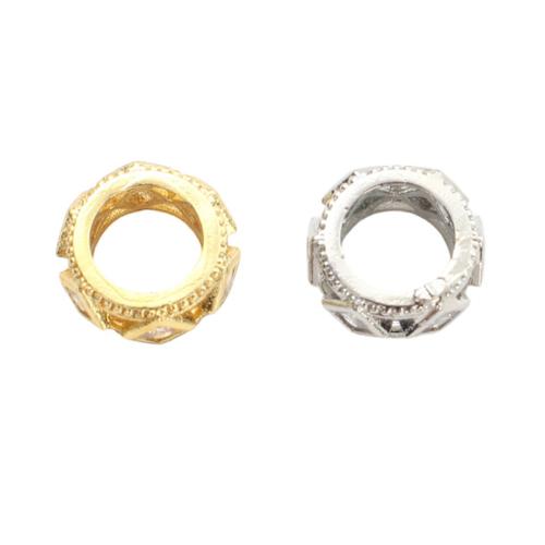 Mässing Spacer Pärlor, plated, DIY & micro bana cubic zirconia, fler färger för val, 9.20x9.20x4mm, Innerdiameter:Ca 5.7mm, Säljs av PC