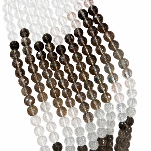 Naturale Smoky Quartz Beads, quarzo affumicato, with quarzo chiaro, Cerchio, DIY & sfaccettati, sfumatura di colore, 8mm, Venduto per Appross. 38 cm filo