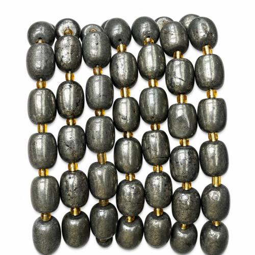 Golden pyrit Korálky, Vědro, lesklý, DIY, 12x15mm, Cca 18PC/Strand, Prodáno By Strand