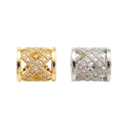 Mässing Spacer Pärlor, plated, DIY & micro bana cubic zirconia & ihålig, fler färger för val, 8.70x9.80mm, Innerdiameter:Ca 5.3mm, Säljs av PC
