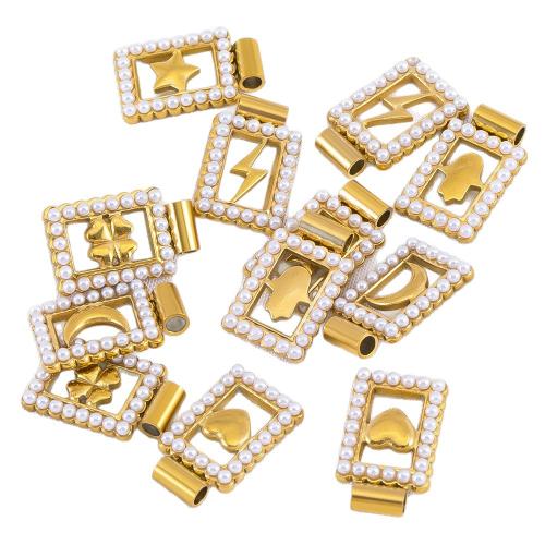 Nakit od nehrđajućeg čelika Privjesci, 304 nehrđajućeg čelika, s Plastična Pearl, Riba, možete DIY & različiti materijali za izbor & s Rhinestone, 10x16mm, Prodano By PC