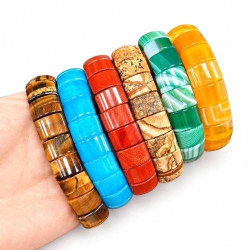 pierre gemme bracelet, poli, élastique & différents matériaux pour le choix & unisexe, beads size 15x10x6mm, Longueur Environ 18 cm, Vendu par PC