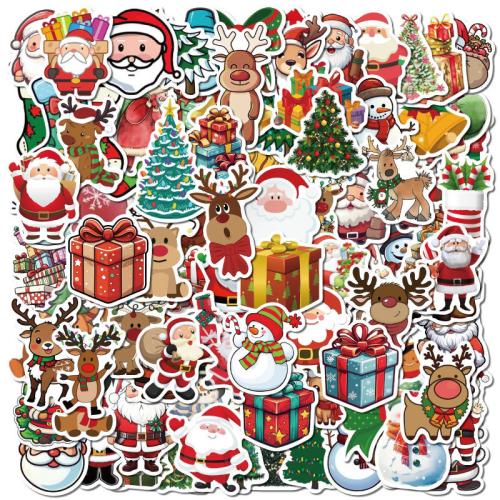 Papir Sticker Paper, med PVC-plast, Udskrivning, Juledesign & du kan DIY & vandtæt, flere farver til valg, 50pc'er/Bag, Solgt af Bag