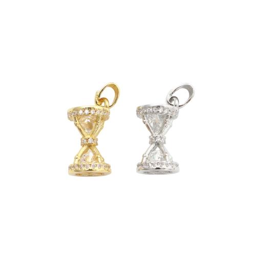 Kubni cirkonij Micro Pave Brass Privjesak, Mesing, Sat pječanik, pozlaćen, možete DIY & micro utrti kubni cirkonij, više boja za izbor, 17.20x9.20mm, Prodano By PC
