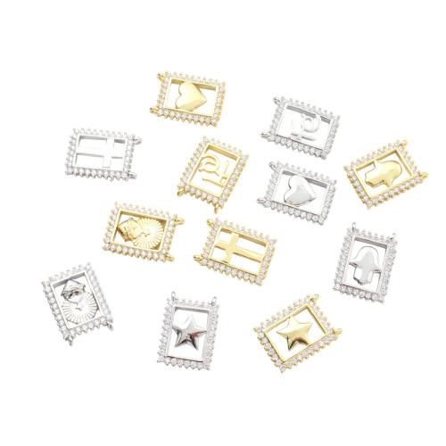 Kubni cirkonij Micro Pave Brass Privjesak, Mesing, pozlaćen, možete DIY & različitih stilova za izbor & micro utrti kubni cirkonij & šupalj, Prodano By PC