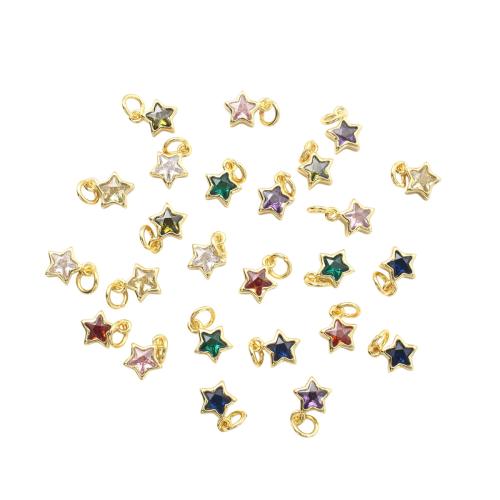 Kubni cirkonij Micro Pave Brass Privjesak, Mesing, Zvijezda, zlatna boja pozlaćen, možete DIY & micro utrti kubni cirkonij, više boja za izbor, 9x7.40x3.60mm, Prodano By PC