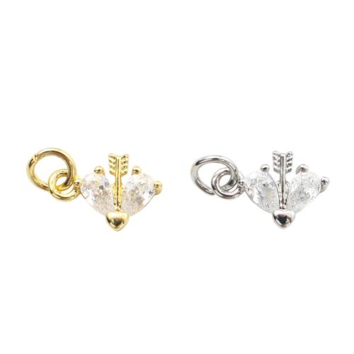 Kubni cirkonij Micro Pave Brass Privjesak, Mesing, Srce, pozlaćen, možete DIY & micro utrti kubni cirkonij, više boja za izbor, 8.30x11.60x2.60mm, Prodano By PC