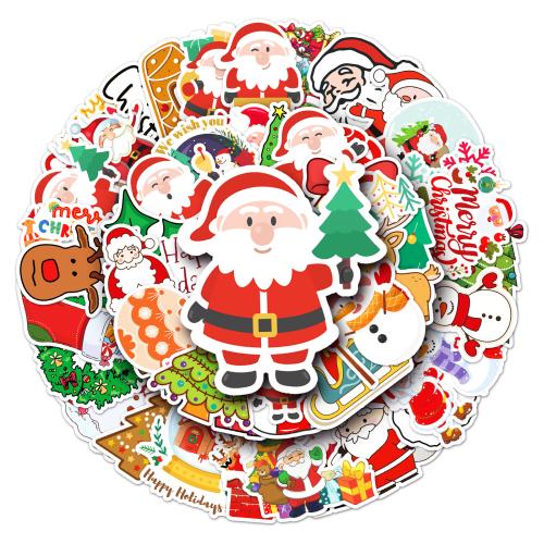 PVC-plast Sticker Paper, Udskrivning, Juledesign & du kan DIY & vandtæt, flerfarvede, 50pc'er/Bag, Solgt af Bag