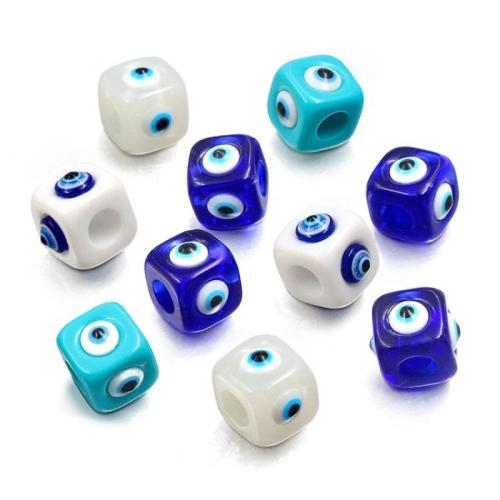 Résine Perles yeux maléfiques, Carré, émail, plus de couleurs à choisir, 12x15mm, Trou:Environ 6mm, Vendu par PC