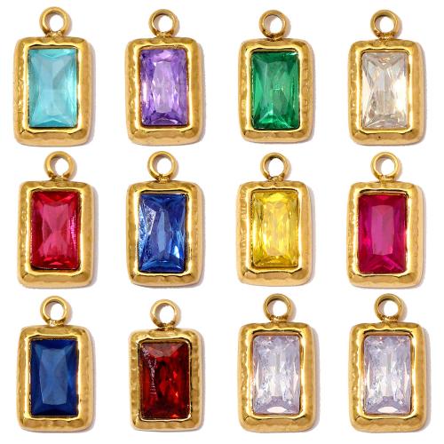 Kubiskt Zirconia hänge, ROSTFRITT STÅL, guldfärg pläterade, DIY & med cubic zirconia, fler färger för val, 5x9mm, Hål:Ca 1.4mm, 3PC/Bag, Säljs av Bag