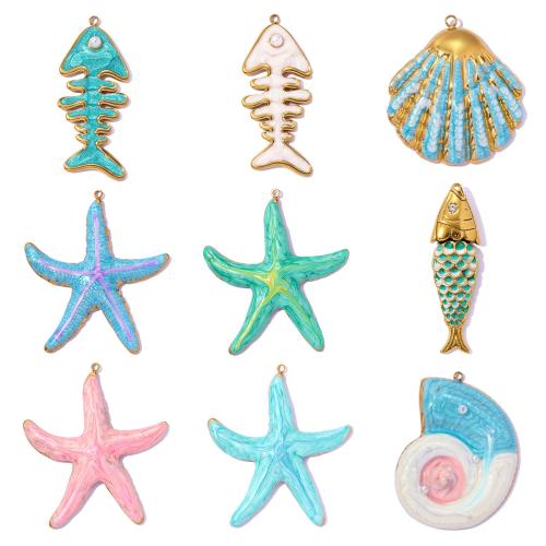 Rostfritt stål Animal Hängen, ROSTFRITT STÅL, med Plast Pearl, guldfärg pläterade, DIY & olika stilar för val & emalj, fler färger för val, 3PC/Bag, Säljs av Bag