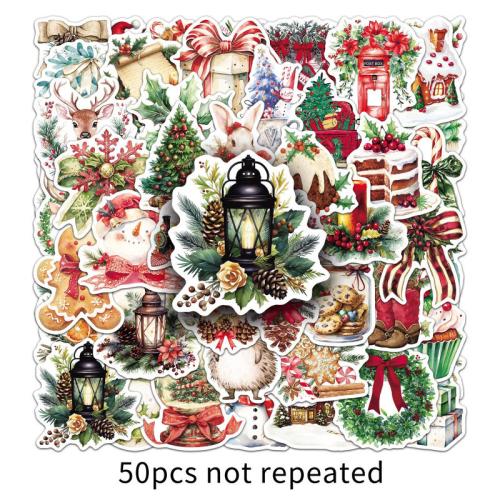 PVC Kunststoff Aufkleber Papier, Drucken, Weihnachts-Design & wasserdicht, 80x80x30mm, 50PCs/setzen, verkauft von setzen