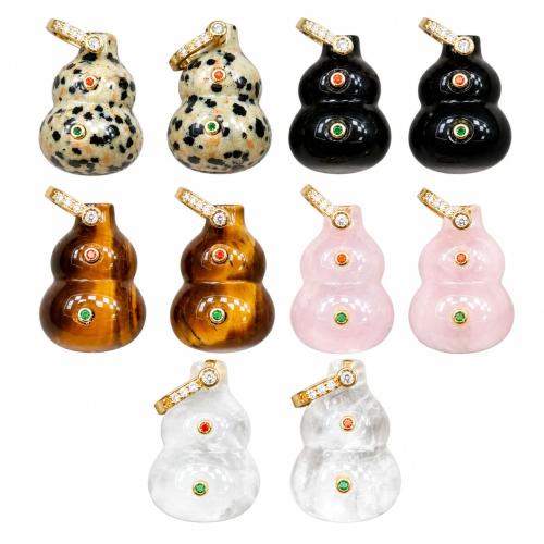 Gemstone Hängen Smycken, Ädelsten, med Zink Alloy, Calabash, DIY & olika material för val & micro bana cubic zirconia, 20x30mm, Säljs av PC