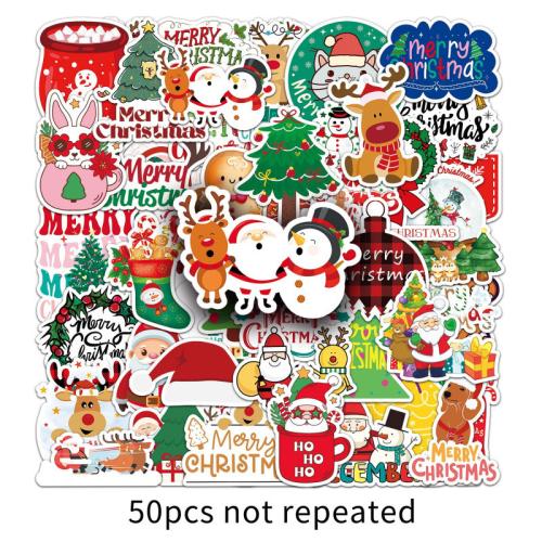 PVC Kunststoff Aufkleber Papier, Drucken, Weihnachts-Design & DIY & wasserdicht, 50PCs/setzen, verkauft von setzen