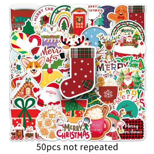 PVC-plast Sticker Paper, Udskrivning, Juledesign & du kan DIY & vandtæt, 50pc'er/sæt, Solgt af sæt