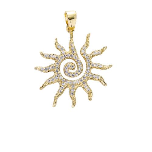 Befestigter Zirkonia Messing Anhänger, Sonne, plattiert, DIY & verschiedene Stile für Wahl & Micro pave Zirkonia & Emaille, verkauft von PC