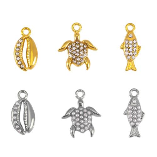 Acier inoxydable animaux Pendentifs, Acier inoxydable 304, avec perle de plastique, Placage, DIY & styles différents pour le choix & avec strass, Vendu par PC