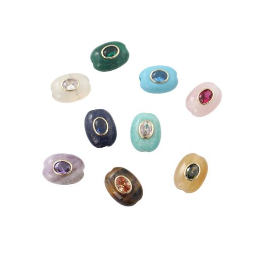 Gemstone Smycken Pärlor, Mässing, med Ädelsten, guldfärg pläterade, DIY & micro bana cubic zirconia, fler färger för val, 19.90x15.20x9.50mm, Säljs av PC