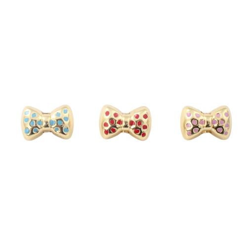 Mässing Spacer Pärlor, Bowknot, guldfärg pläterade, DIY & emalj, fler färger för val, 14.90x9.60x9mm, Säljs av PC