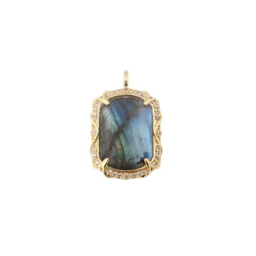 Edelstein Anhänger Schmuck, Messing, mit Edelstein, Geometrisches Muster, goldfarben plattiert, DIY & Micro pave Zirkonia, 27.80x17.50x7mm, verkauft von PC