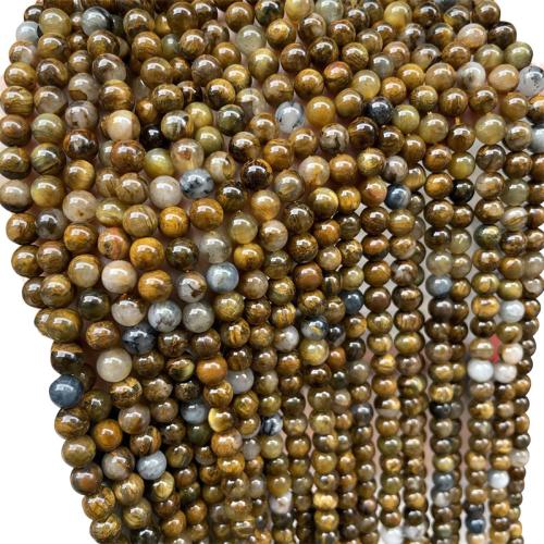 Jalokivi korut Helmet, Pietersite, Pyöreä, tee-se-itse & erikokoisia valinnalle, keltainen, Myyty Per N. 38 cm Strand