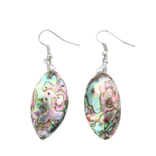 coquille d'ormeau Boucle d'oreille goutte, avec laiton, bijoux de mode & pour femme, 56x19x2.50mm, Vendu par paire