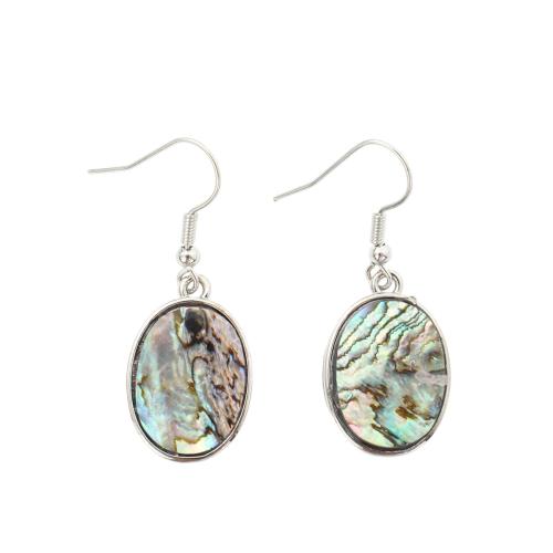 coquille d'ormeau Boucle d'oreille goutte, avec laiton, ovale plat, bijoux de mode & pour femme, 41x16x2.80mm, Vendu par paire