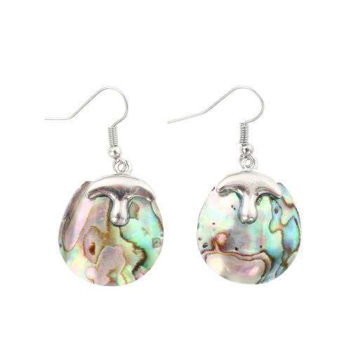 coquille d'ormeau Boucle d'oreille goutte, avec laiton, bijoux de mode & pour femme, 45x23x1.70mm, Vendu par paire
