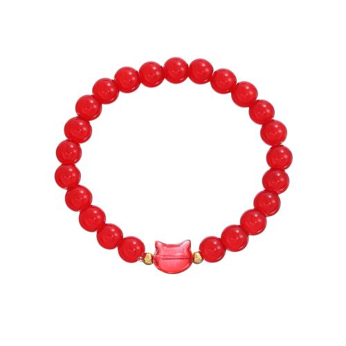 Bransoletka koraliki szklane, Szkło, biżuteria moda & elastyczne & dla kobiety, dostępnych więcej kolorów, sprzedawane na około 6 cm Strand