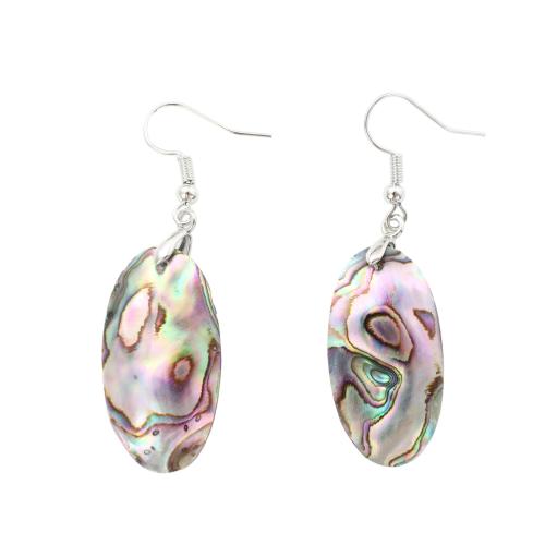 Abalone Shell Drop Earring with Brass Flat Oval fashion jewelry & for woman Sold By Pair