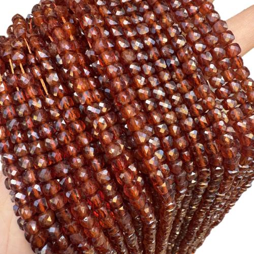 Abalorios De Granate Natural, Cuadrado, pulido, Bricolaje & facetas, naranja, 4mm, aproximado 90PCs/Sarta, Vendido por Sarta