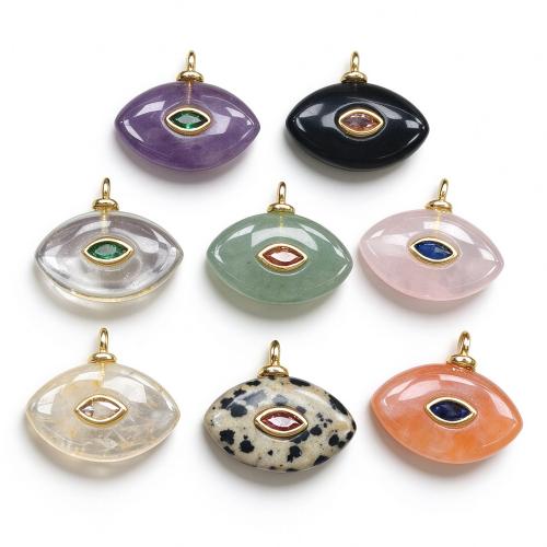 Gemstone Jewelry Pendants Horse Eye gold color plated DIY & with rhinestone Sold By PC