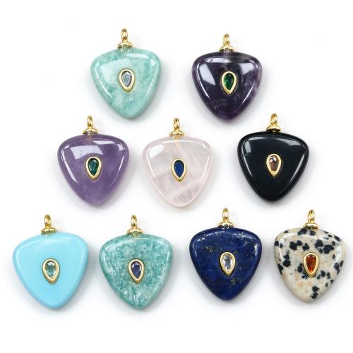 Gemstone Jewelry Pendants with 304 Stainless Steel Triangle polished DIY & with rhinestone Sold By PC