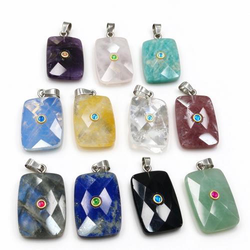 Pendants Gemstone Jewelry, Dronuilleog, DIY & ábhair éagsúla do rogha & ilghnéitheach & le rhinestone, 18x25x6mm, Díolta De réir PC