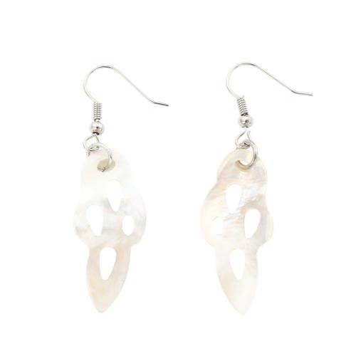 White Shell Drop Earring, met Messing, mode sieraden & voor vrouw & hol, 55x15x1mm, Verkocht door pair