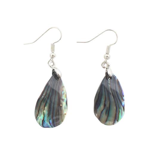 Abalone Shell Drop Korvakorut, kanssa Messinki, muoti korut & naiselle, 51x15x1.80mm, Myymät Pair