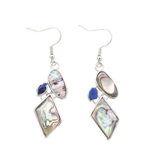 Abalone Shell Drop Earring with Brass Geometrical Pattern fashion jewelry & for woman Sold By Pair