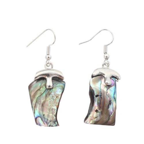 Abalone Shell Asymmetric Earrings with Brass Geometrical Pattern fashion jewelry & for woman Sold By Pair