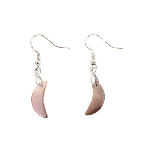 Black Shell Drop Earring with Brass Moon fashion jewelry & for woman Sold By Pair