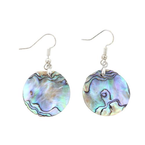 Abalone Shell Drop náušnice, s Mosaz, Flat Round, módní šperky & pro ženy, 46x25x2.20mm, Prodáno By Pair