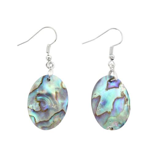 Abalone Shell Drop Korvakorut, kanssa Messinki, Flat Oval, muoti korut & naiselle, 50x18x1mm, Myymät Pair